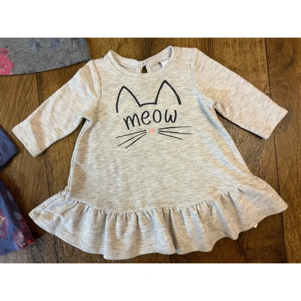 Old Navy Baby Girl‎ Fall Dresses 0/3 Months Long Sleeved Lot Outfits Meow Cat